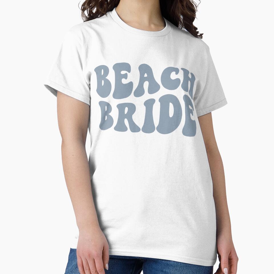 Beach Bride Dusty Blue Retro Graphic Bridal Party Gifts for Bachelorette Party by mysticblvd
