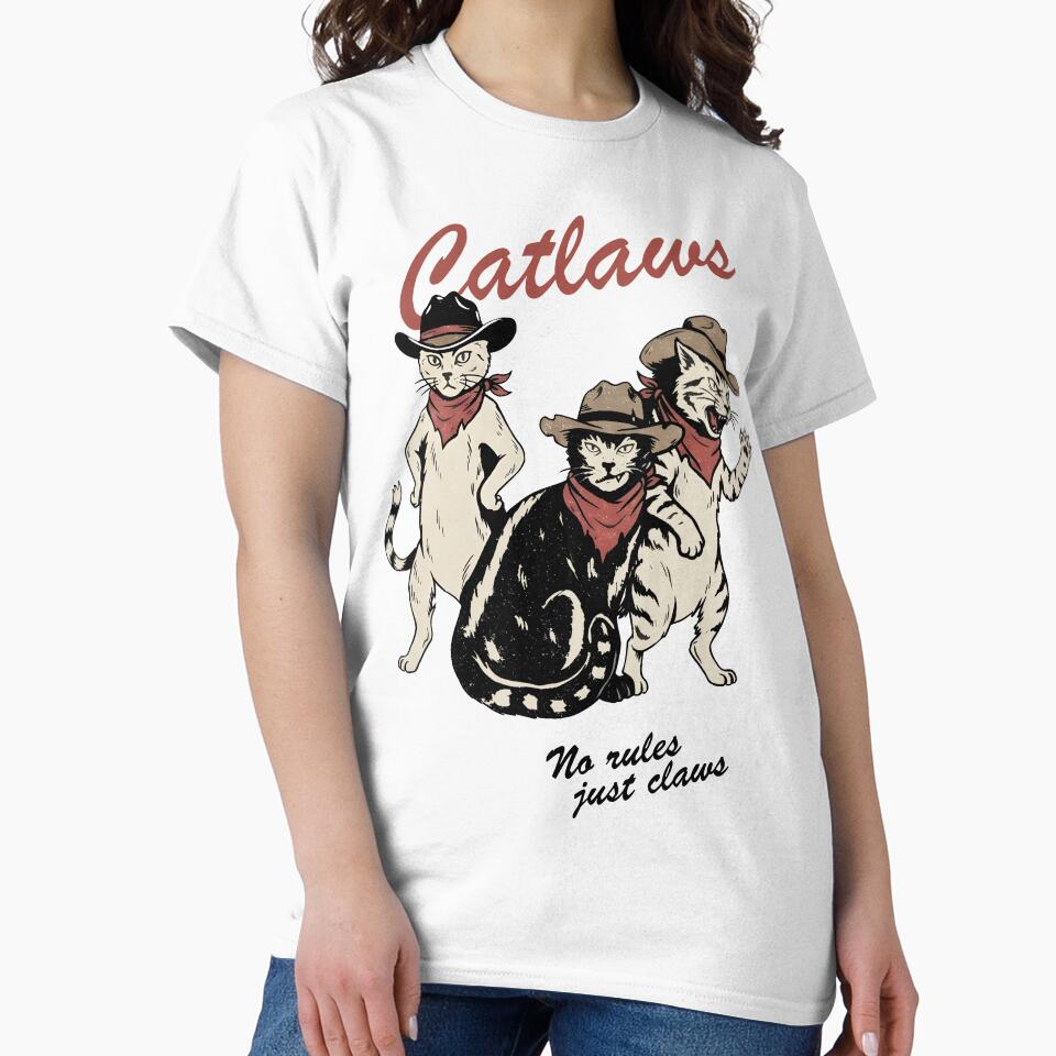 Catlaws Cowboy Cats Western Outlaw Funny Retro Feline Graphic by InOtterNew