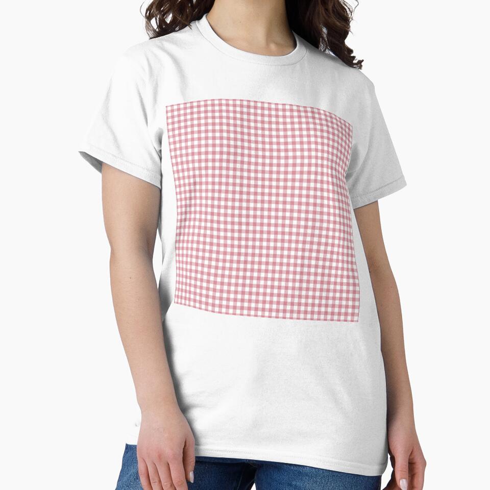 Coquette Pink Gingham Checkered Pattern | Soft Pink and White Gingham | Cute Dusty Rose Gingham Plaid | Pastel Blush Pink Cottagecore Checkered Print by VivaFy