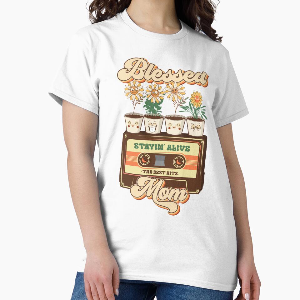 Mothers day plant  lover groovy cassette Blessed mom by HomeCoquette