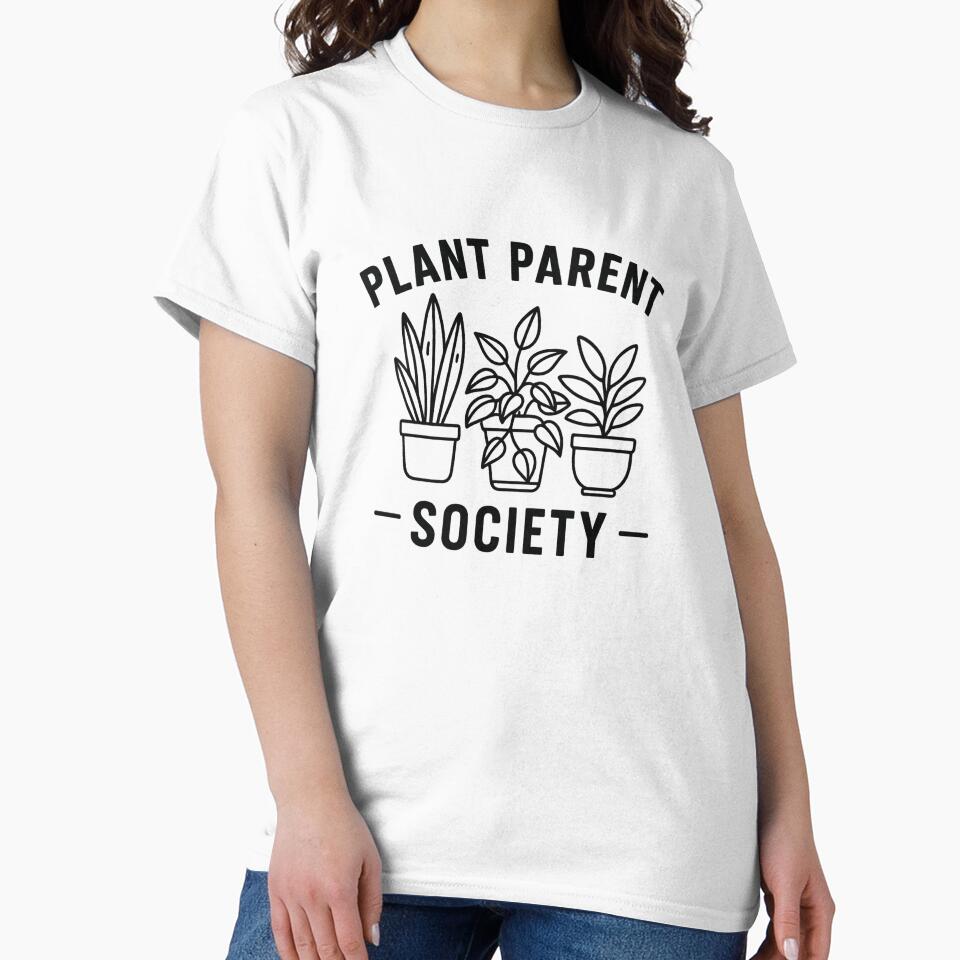 Plant Parent Society – Minimal Botanical Line Art T-Shirt by BeeClassyDesign