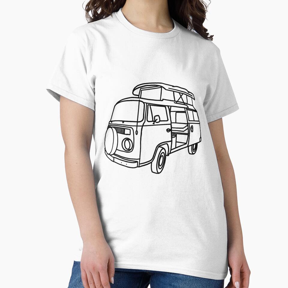 Retro camper van line art drawing by ElceMare
