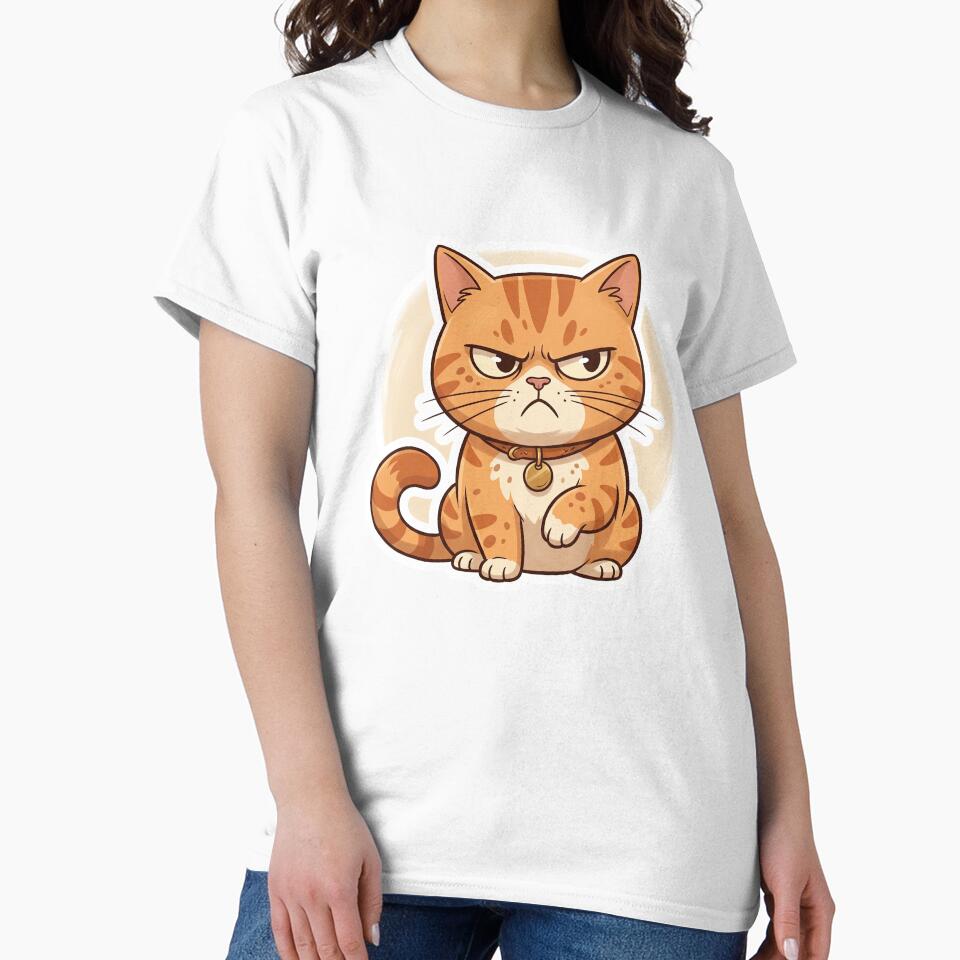 Funny Grumpy Orange Tabby Cat Sticker by CrystalMineArts