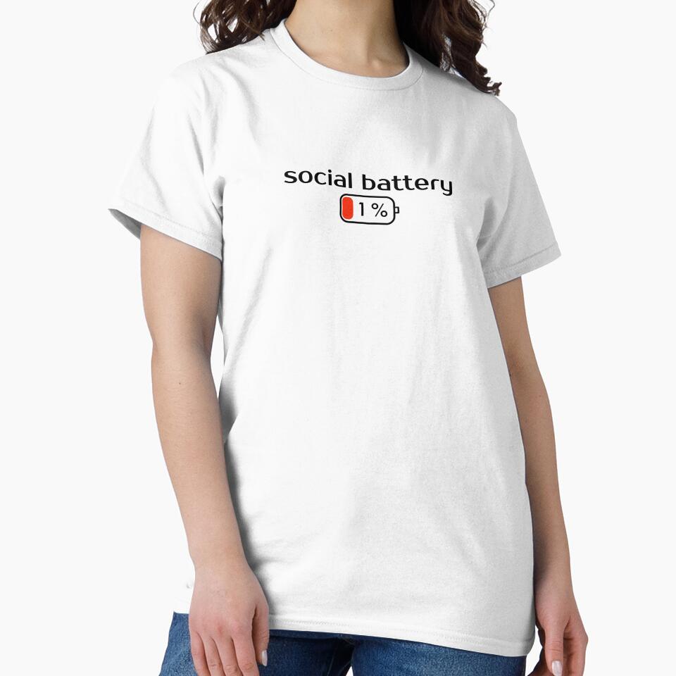 Social Battery 1 Percent - Funny Introvert Minimalist Text by Frafri92