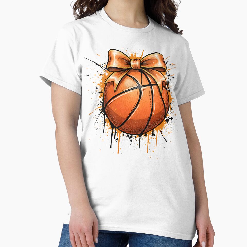 Basketball, Basketball Game Day, Coquette Basketball Bow, Basketball Mom Design, Basketball, Game Day Splatter by DesignDenDo ⭐⭐⭐⭐⭐