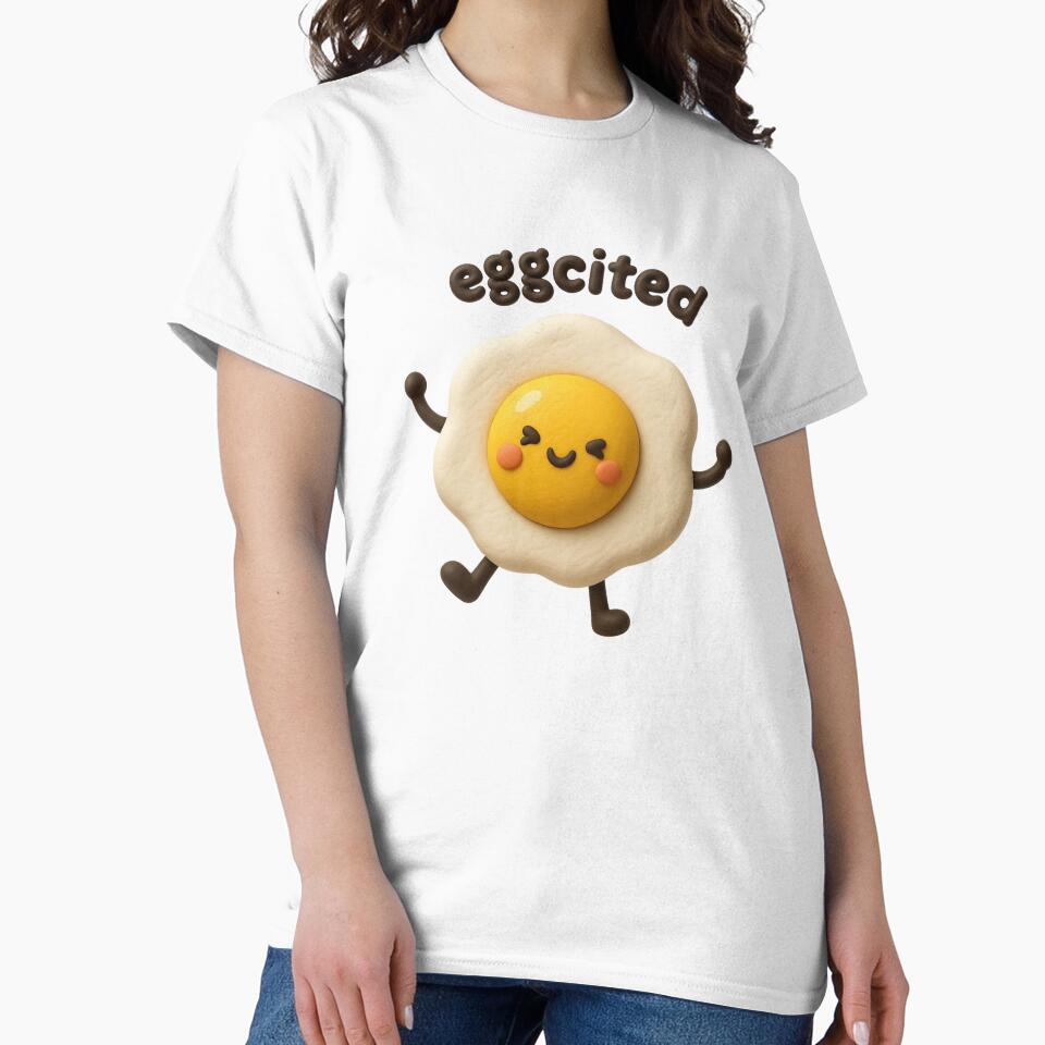 Eggcited | Cute Fried Egg Kawaii Character | Funny Breakfast Food Pun by Eathusiast