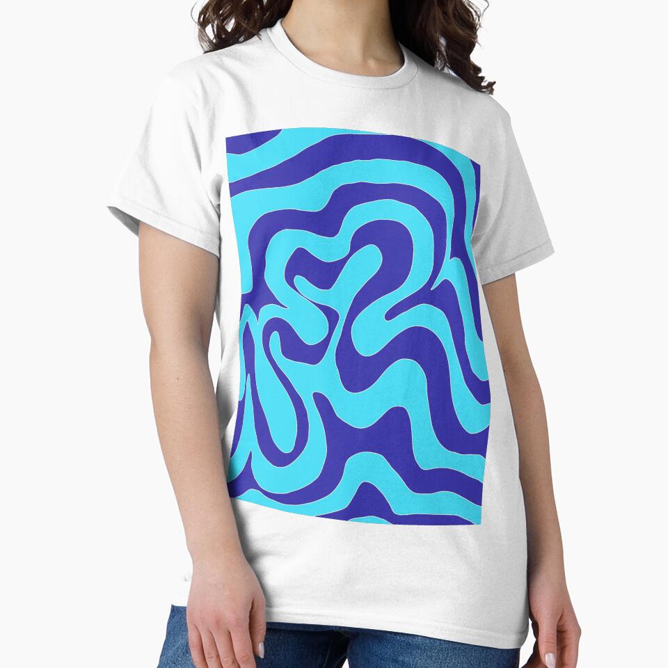 Blue Turquoise Wave Optical Illusion Abstract Painting Pattern by hopecope
