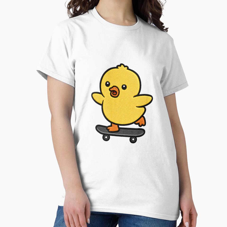 Funny Duck Skateboarding Kawaii Embroidery Patch by ColorSplash123