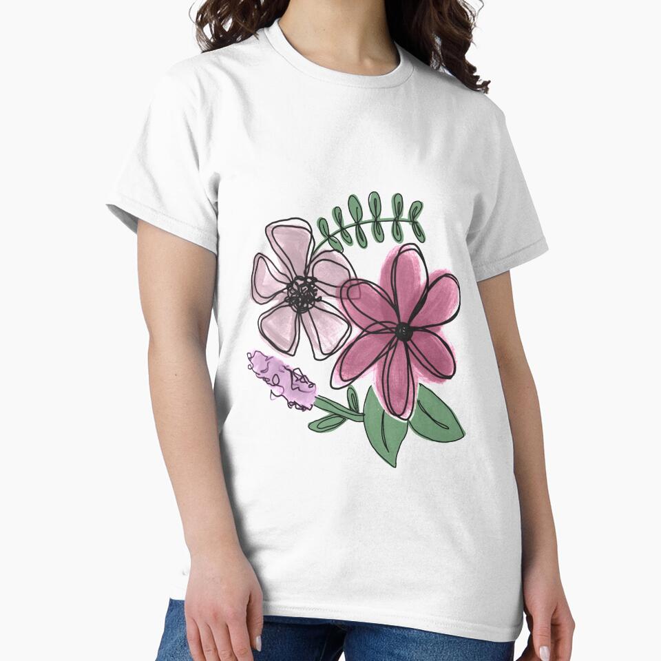 Sketched Flowers Pink and Purple by ladystromas
