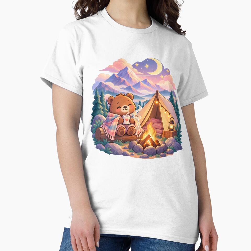 Cozy Bear Camping Under the Stars – Cute Mountain Campfire Adventure by KateVil
