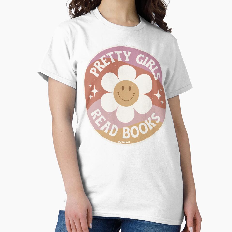 Pretty Girls Read Books / Aesthetic Bookish Pastel Pink For Kindle Girlie Readers Retro Groovy Daisy Flowers by Latinoladas