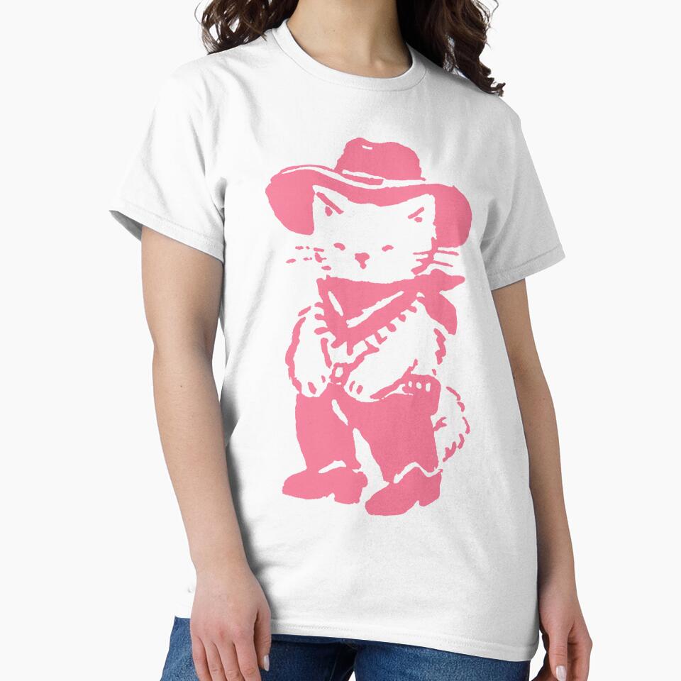 Pink Cowboy Cat Cute Western Kawaii Design by trajeado14
