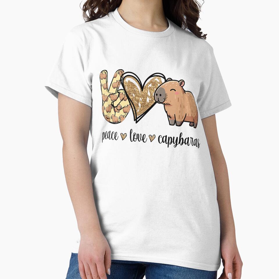 Kawaii Kids Womens Girls Peace Love Meme Lover Capybara Art for Men Women Kids , Capybara Gift Lover by DZIRI NAJAT