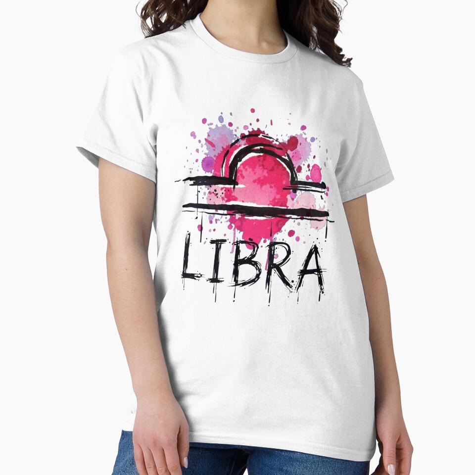 Libra Zodiac Sign Watercolor Grunge Pink Black Art by Vibe-Vary