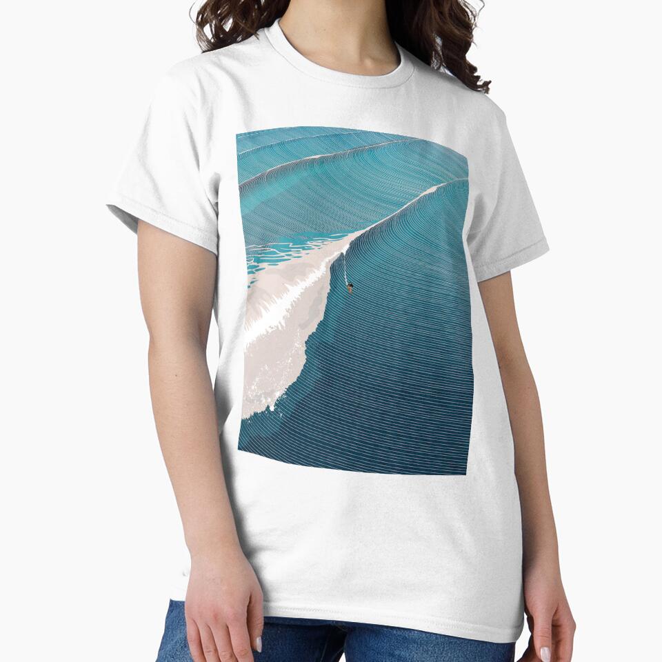 Blue Ocean Waves Line Art by SurfolioPrints