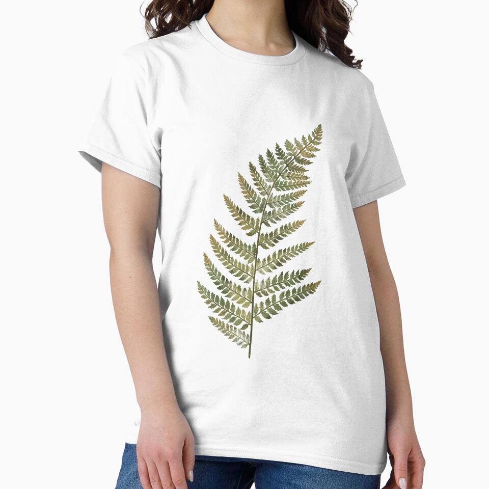 Detailed botanical illustration of a green fern leaf. by Grin Katalina Floral Patterns & Cozy Art