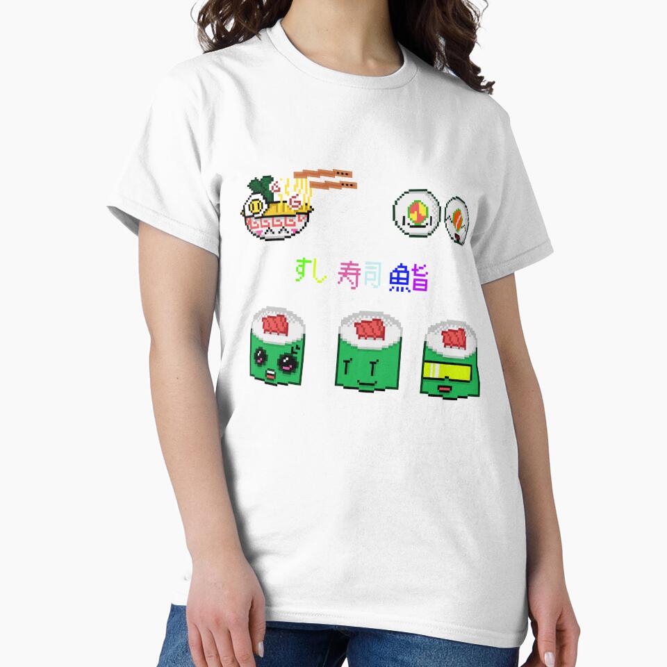 Japanese Retro Sushi and Ramen Chibi Food Pixel Art by RetroRlx