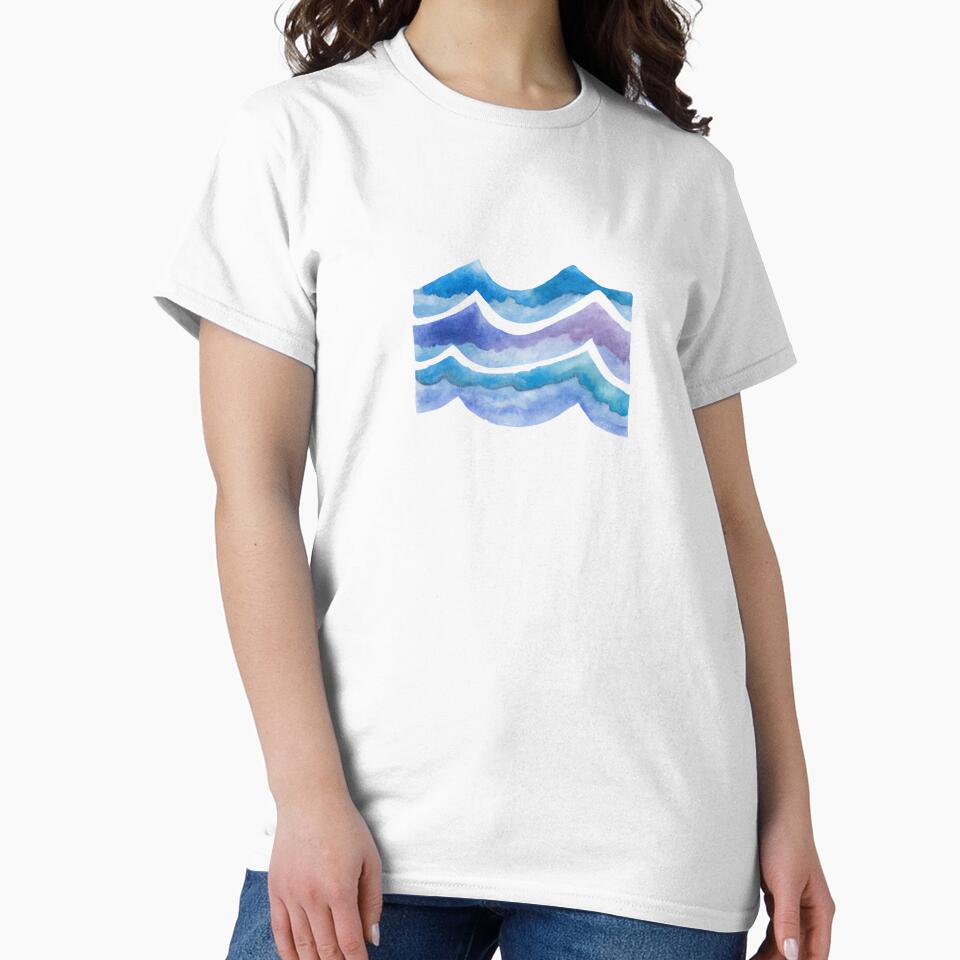 Watercolor blue and purple ocean wave by wonderxwander