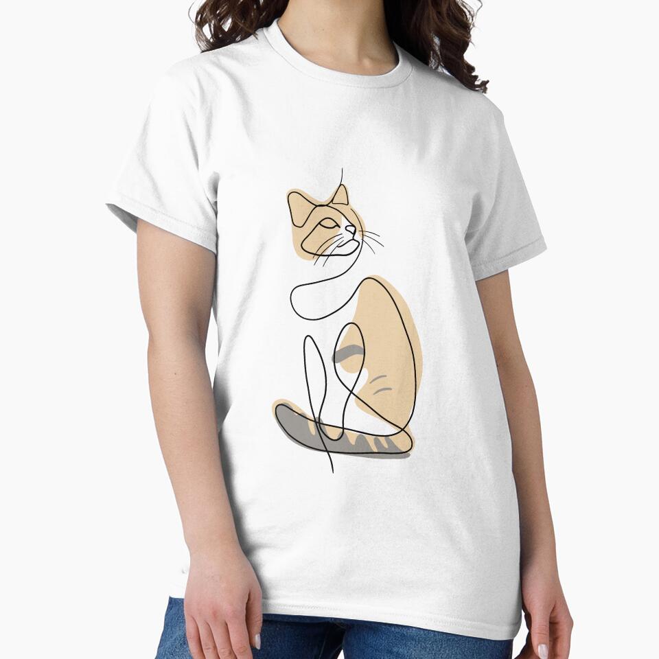Cute Tri-color Cat Minimalist Line Art by KroomanLyrebird