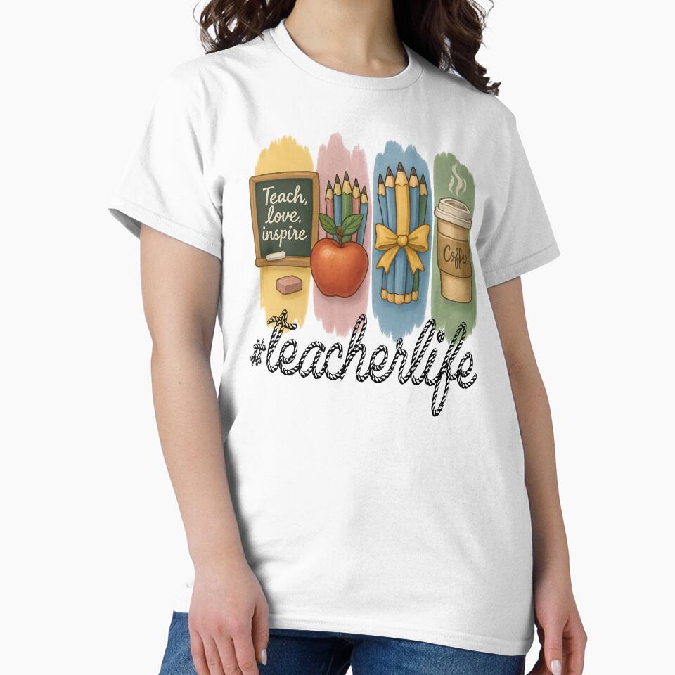 #Teacherlife Shirt Back to School or Appreciation Gift for Teachers, Cute Teacher Mug Graduation Gift for Women, Fun Teacher Sweatshirt Birthday or Back to School Gift for Educators by Noe Mill
