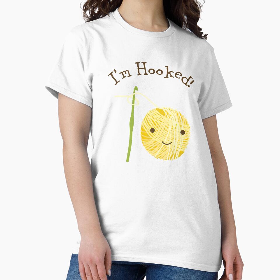 I'm Hooked Cute Smiling Ball of Yarn and Crochet Hook by Hedgie Designs