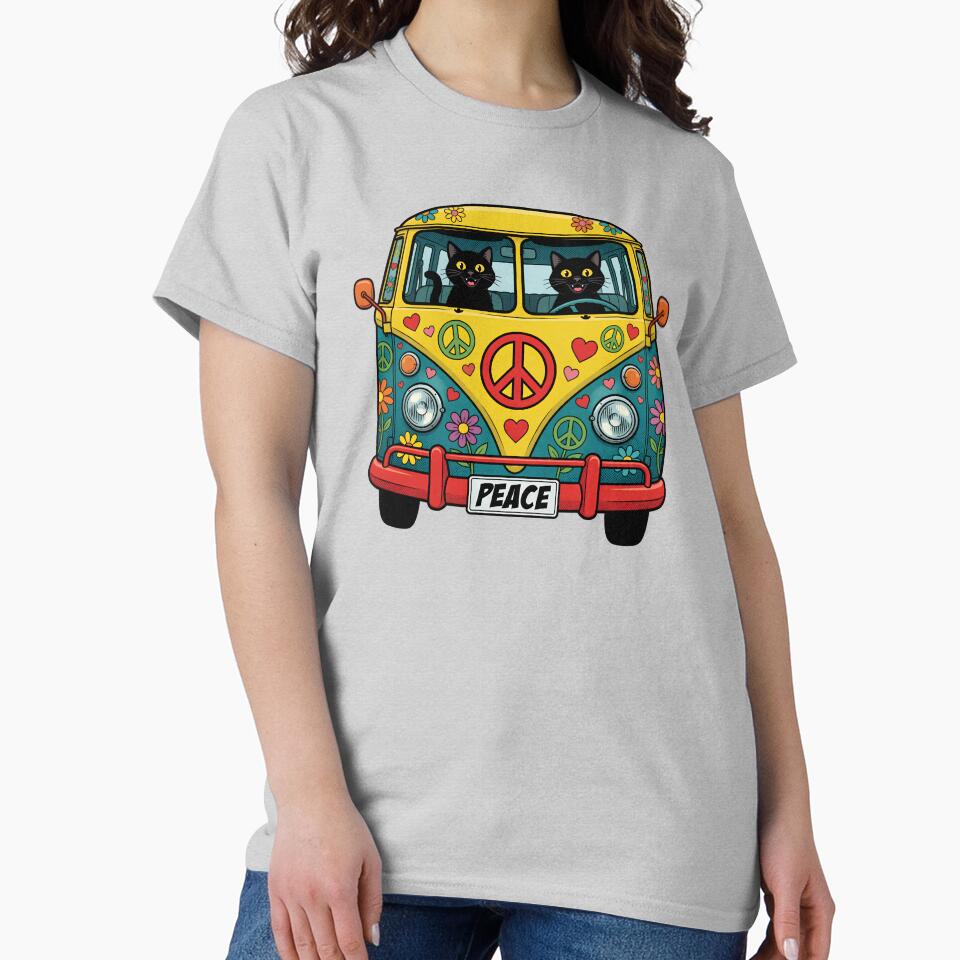Groovy Hippie Cats Peace Van by TshirtsOnline-