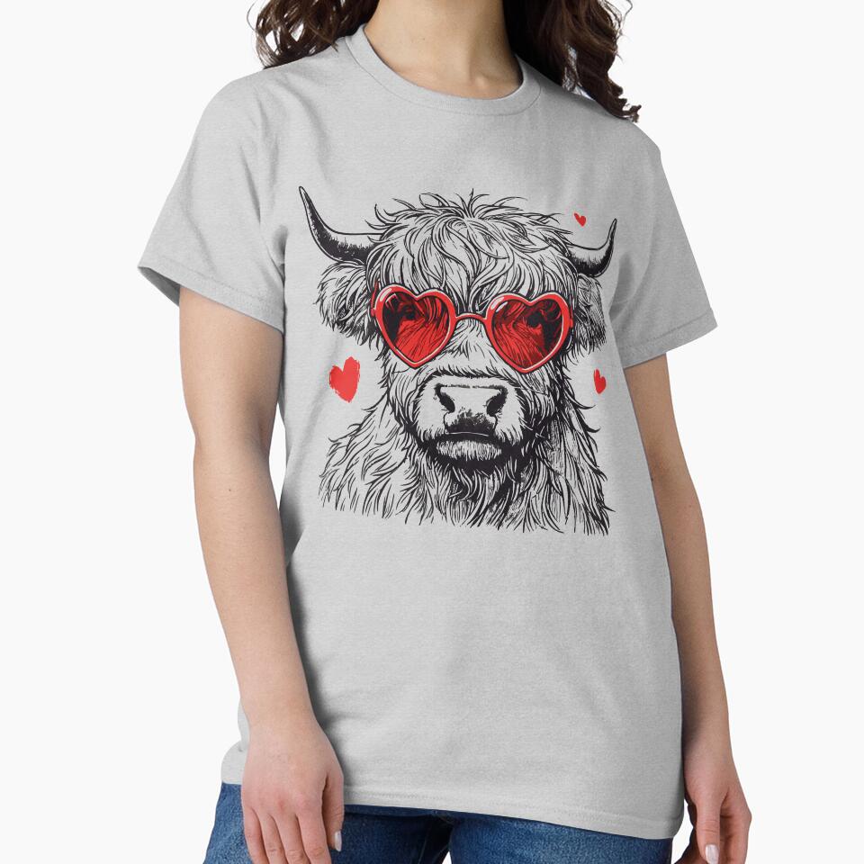 Cute Highland Cow Valentines Day Vintage by TomFrontierArt