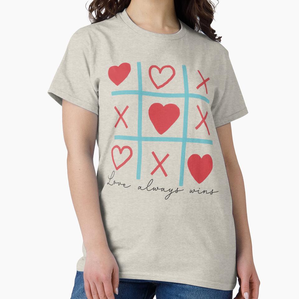 Tic Tac Toe Love T-shirt, Valentne by JoesCornerStore