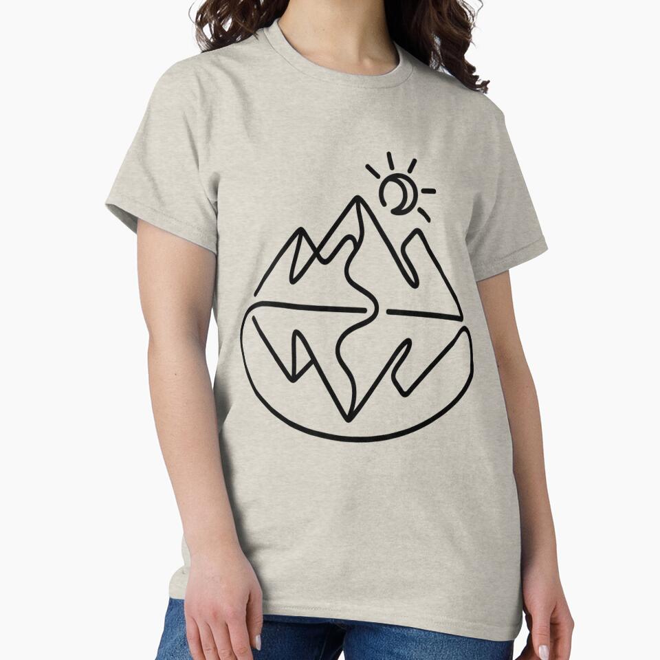 Minimalist Line Art Mountain Reflection Tee-#MinimalistArt # by mo-carnival