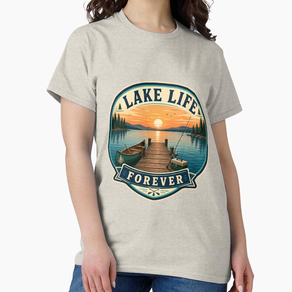 Lake Life Forever | Vintage Lake House Sunset Canoe Badge by Forged in the Warp