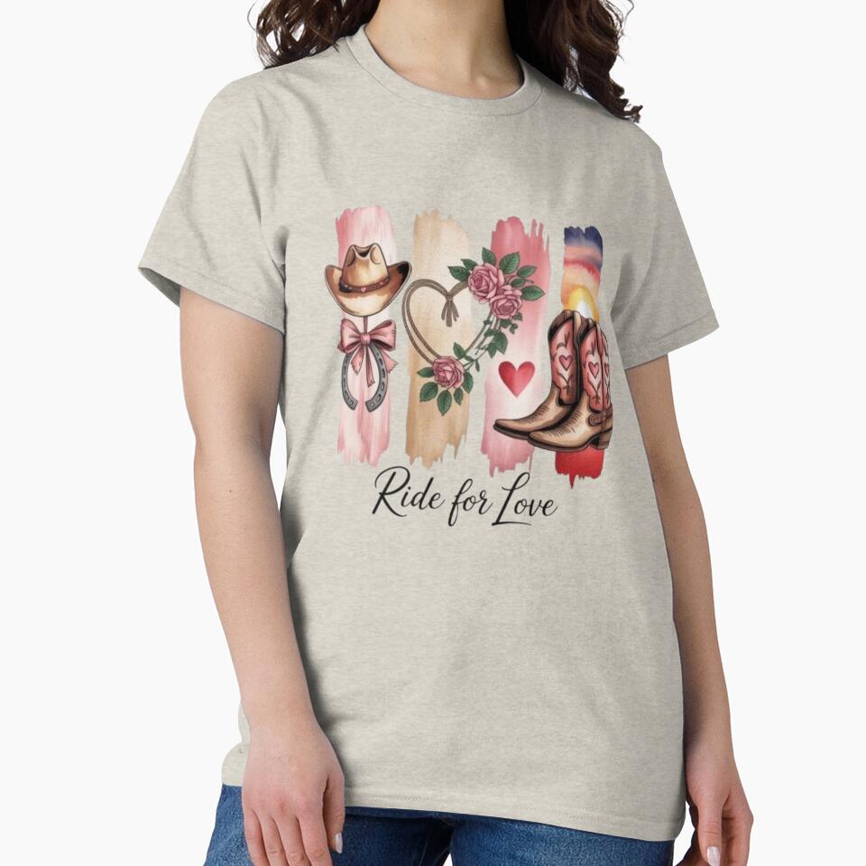 Western Cowgirl RIDE FOR LOVE – Boots, Hat, Horse & Cactus Rustic Desert Aesthetic by Bizertart