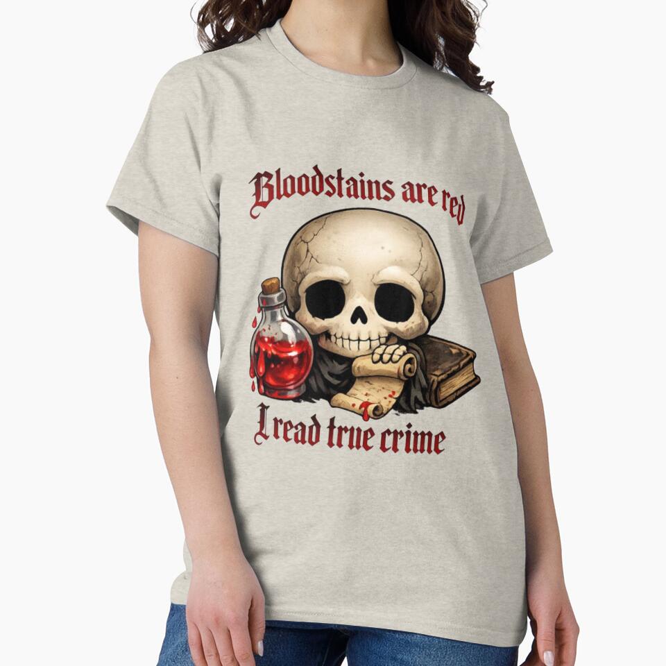 Bloodstains Are Red I Read True Crime Skull Graphic by Mittal-Designs