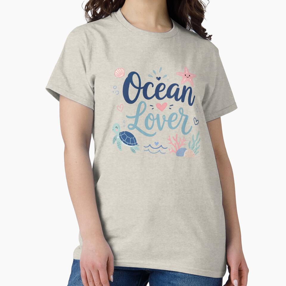 Ocean Lover Cute Sea Turtle & Starfish Coastal Beach Aesthetic Design by Sanika arts