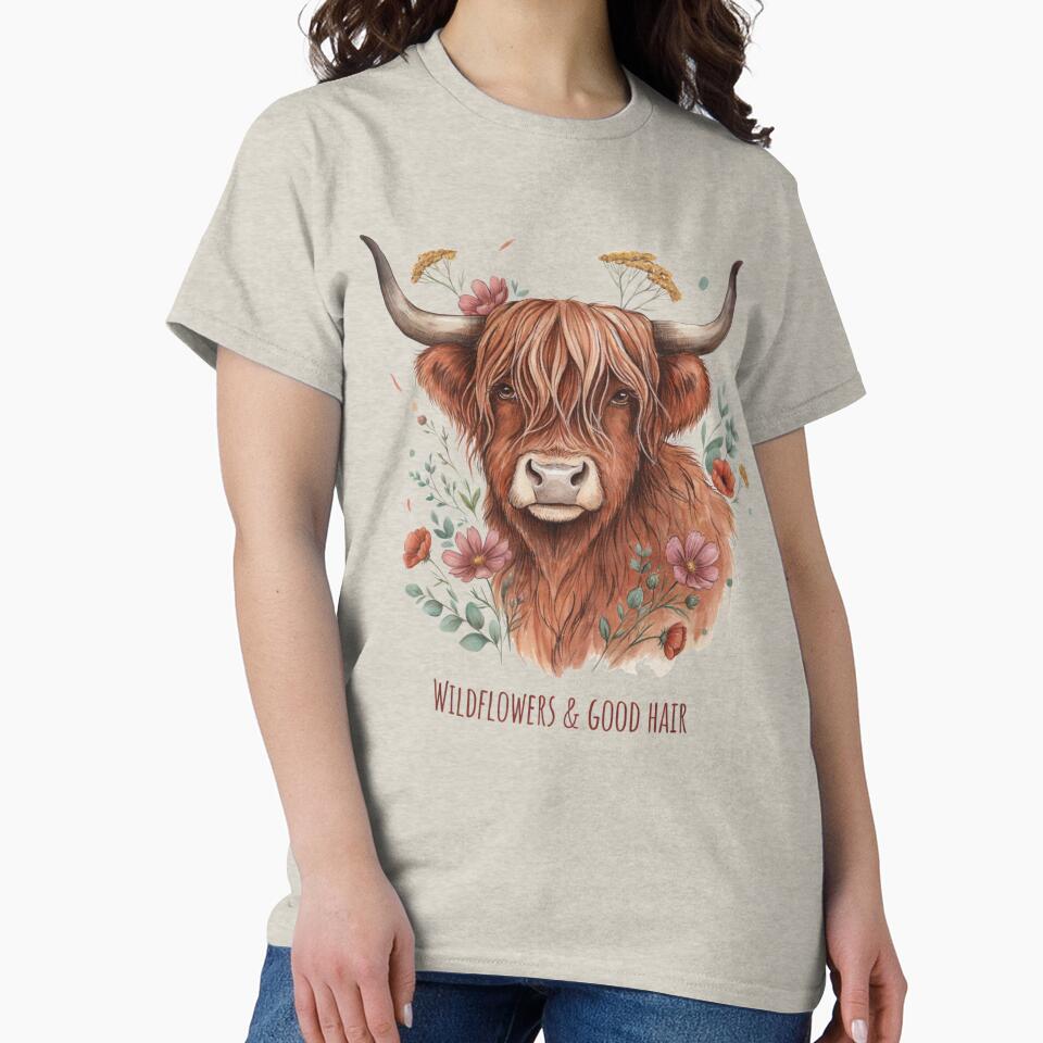 Wildflowers & Good Hair Highland Cow by Sezee