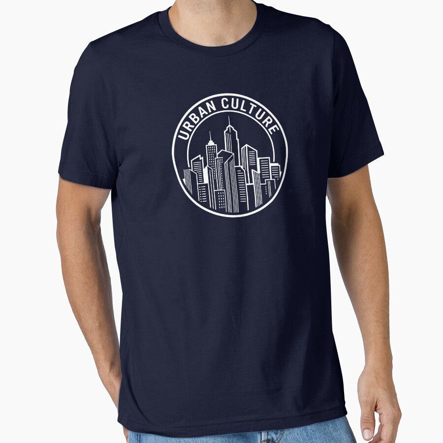 Urban Culture Circular City Skyline Navy Streetwear Design by DigitalArtx-com
