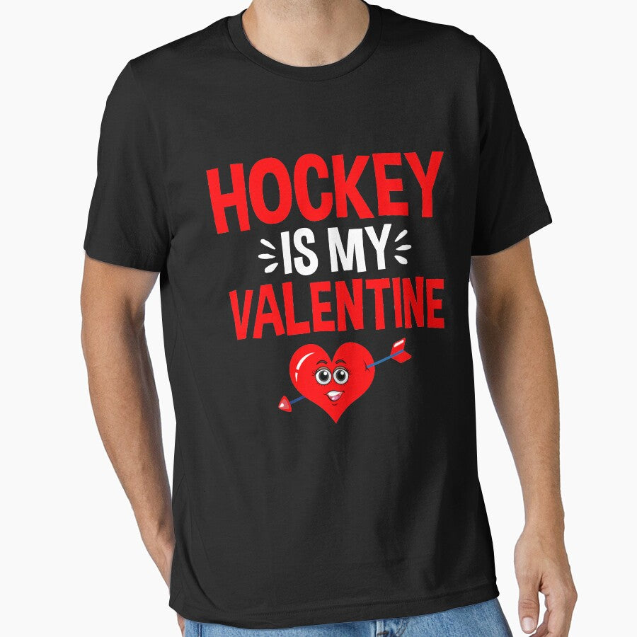 Hockey Is My Valentine Funny Hockey Lover Sports Player T-Shirt by BiagioDeFranco