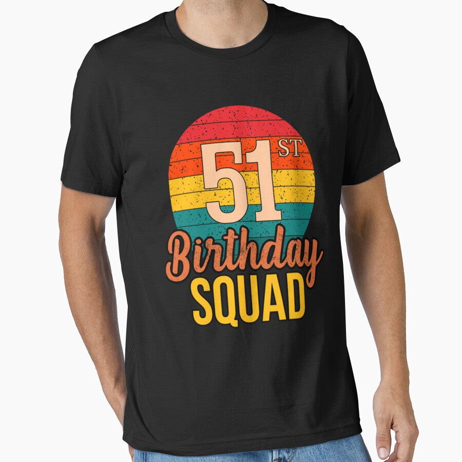 Vintage Happy 51st Birthday Squad 51 Years Old T-Shirt by NaudFarah