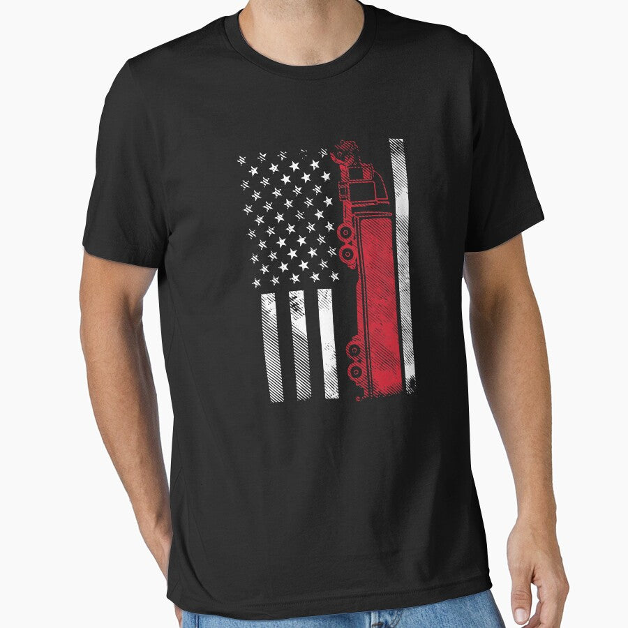 US American Flag Semi Truck Driver 18 Wheeler Trucker Gift by GardNewerd