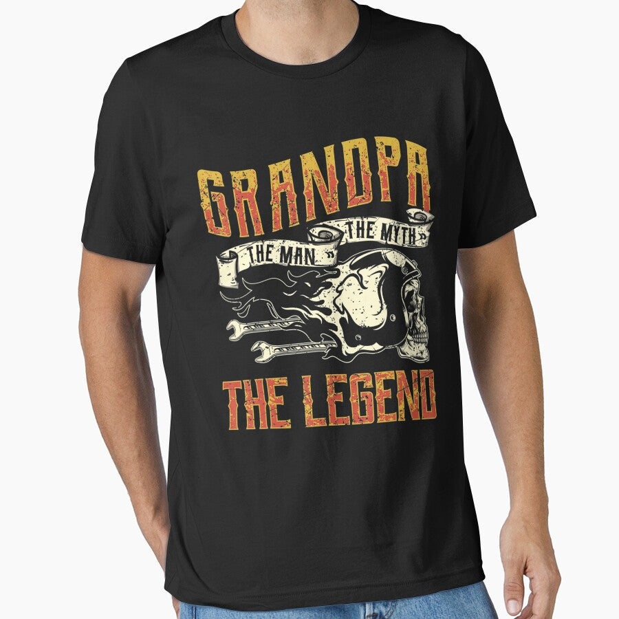 Biker Grandpa Motorcycle Legend Pops T-Shirt by thesmokeydogs