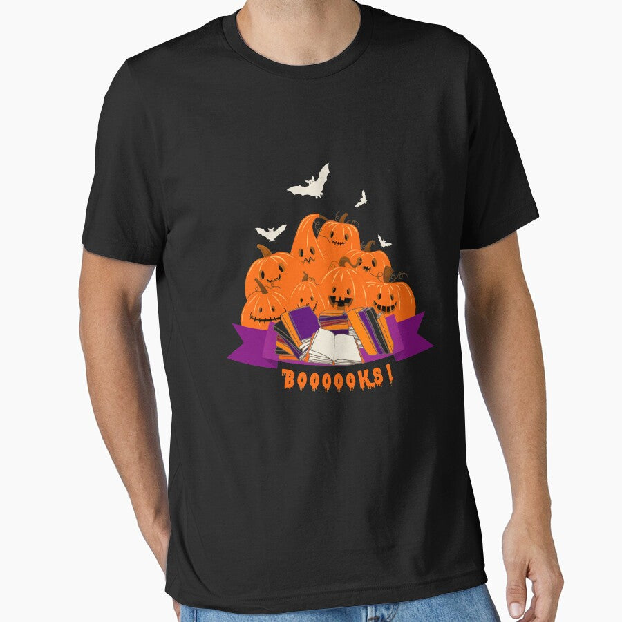 Boooooks Book Lover Library Halloween Pumkin Bat by Aymanerachif