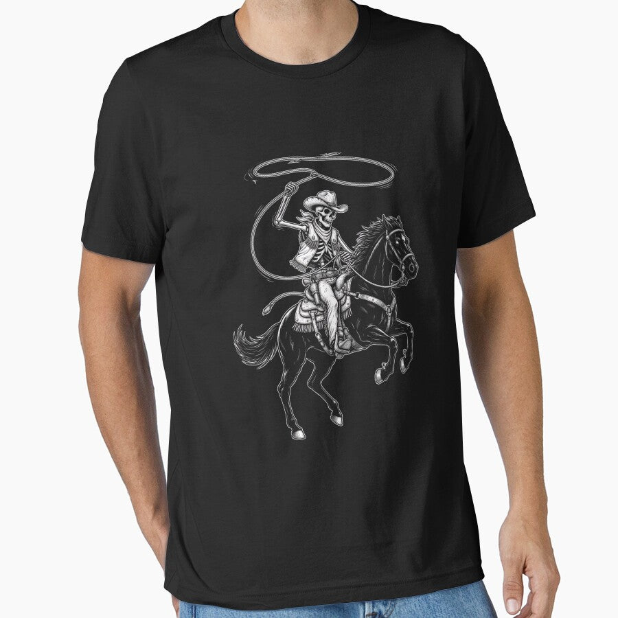Rodeo Cowboy Skeleton Dark Western Horse Art Vintage by CF_VintageDesign