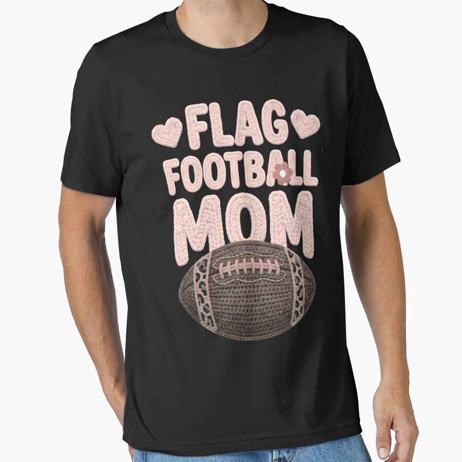 Flag Football Mom Funny Flag Football Player Mom Handmade Crochet Graphic by Jokerstyle