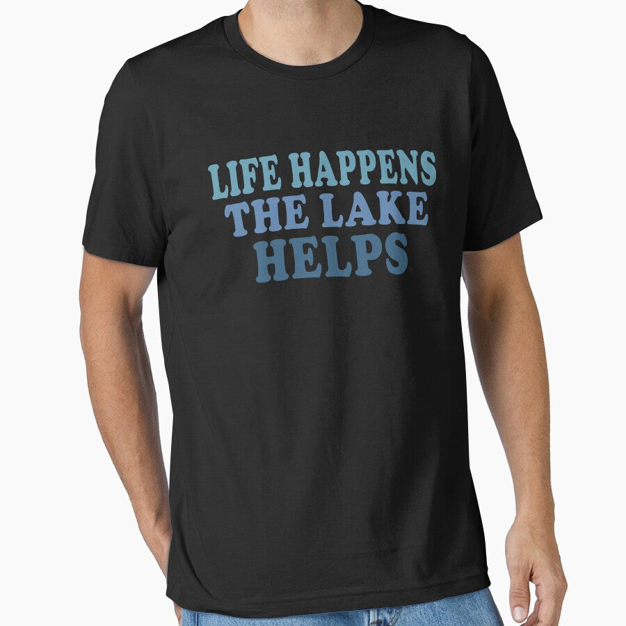 Life Happens The Lake helps Funny Lake Outdoors Gift by eness-BK
