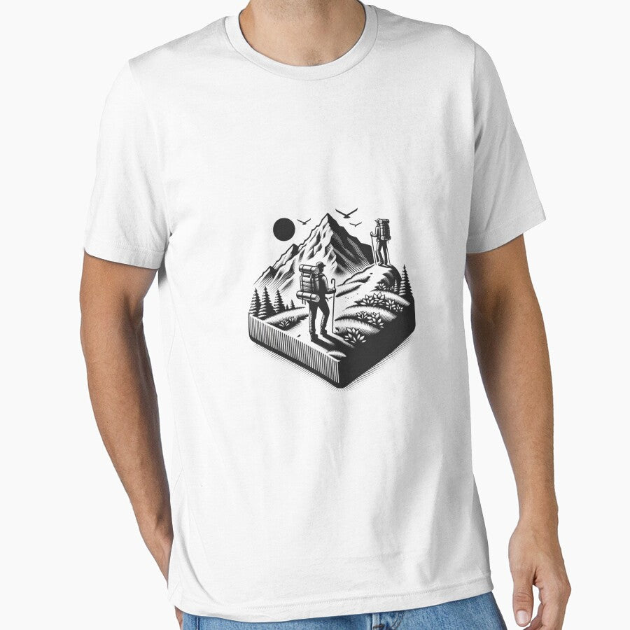 Square Mountains Journey | T-Shirt, Sticker by NicolasGlowArt