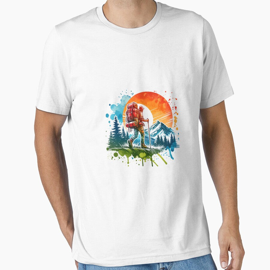 Wandering Hiker | T-Shirt, Sticker by NicolasGlowArt