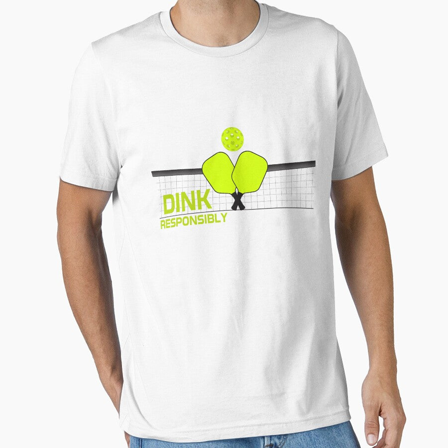 Dink Responsibly Pickleball Crossed Paddles T-Shirt by BitterOranges