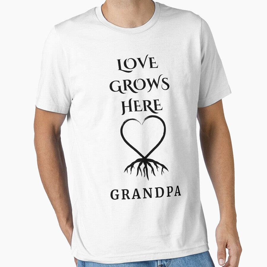 Grandpa Love Grows Here - Vintage Family Love T-Shirt by AlienTechs