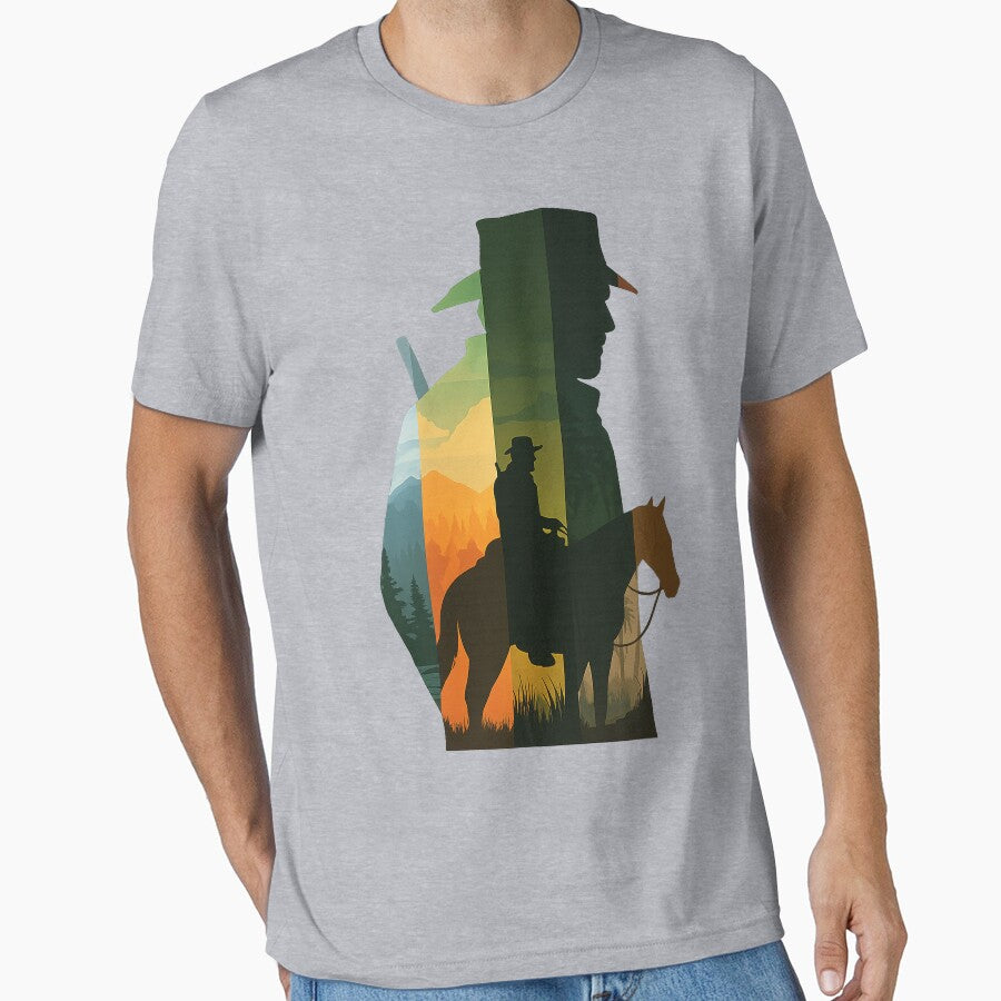 Outlaw Journey – Cowboy Silhouette Landscape Art by BearnieB
