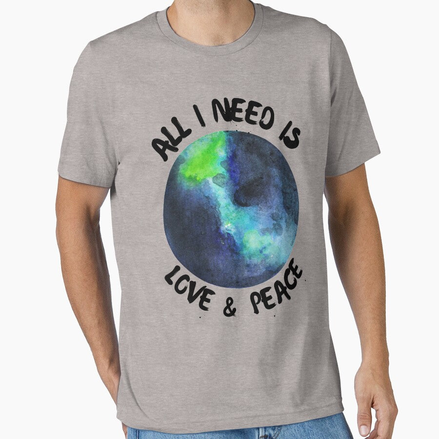 All I Need is Love and Peace Watercolor Earth Planet Earth Peace and Love by BoomDesignsUS