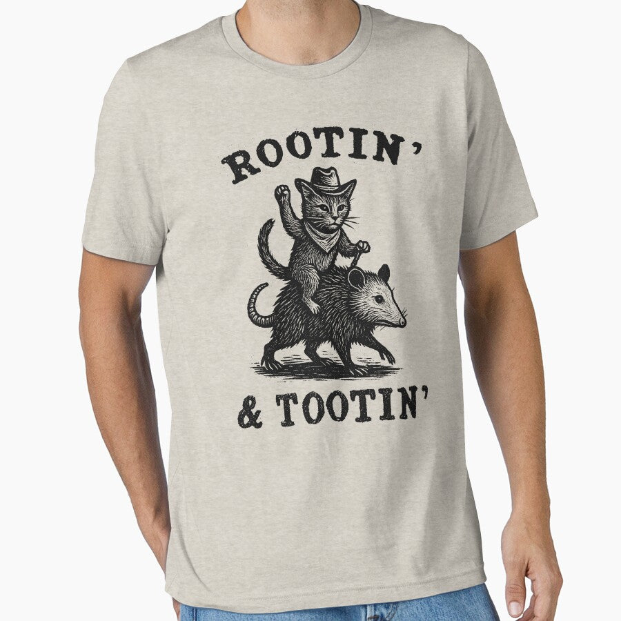 Funny Opossum Cat Shirt, Rootin Tootin, Oversize, Womens, Mens, Meme T Shirt, Unisex by CARBONARA LLC.